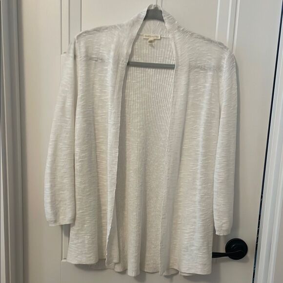 Eileen Fisher White Organic Linen & Cotton Blend Cardigan - Picture 1 of 5